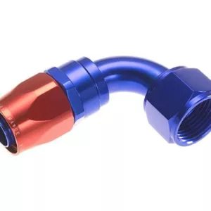 Redhorse Performance Fitting -10 90 Degree Swivel-Seal Female Aluminum Hose End – Red & Blue