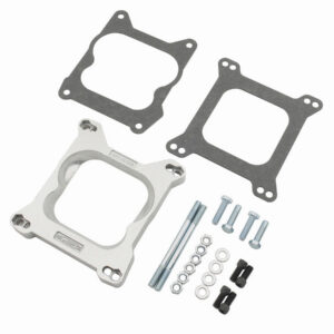 MR. GASKET Carburetor Adapter, 3/4 in Thick, Open, Square Bore to Spread Bore, Gasket / Hardware, Aluminum, Natural,