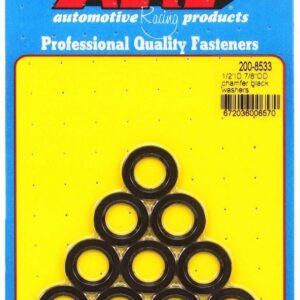 ARP Flat Washer, Special Purpose, Chamfered, 1/2 in ID, 0.875 in OD, 0.120 in Thick, Chromoly, Black Oxide, Set of 10