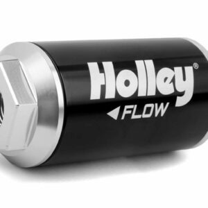 Holley Fuel Filter, Billet HP, In-Line, 10 Micron, Paper Element, 3/8 in NPT Female Inlet, 3/8 in NPT Female Outlet, Aluminum, Black / Natural Anodized