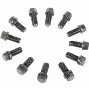 Mr. Gasket Header Bolt, 3/8-16 in Thread, 0.750 in Long, Hex Head, Steel, Black Oxide, AMC V8 / GM V8 / Mopar B / RB-Series, Set of 12