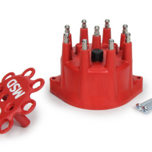 MSD Distributor Cap, HEI Style Terminals, Stainless Terminals, Screw Down, Red, Vented, MSD Small Diameter Distributors, V8