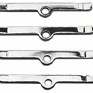 TRANS-DAPT Valve Cover Hold Down Tabs, 4-3/4 in Wide, Steel, Chrome, Small Block Chevy, Set of 4