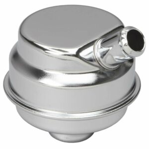 TRANS-DAPT  Breather, Push-In, Round, 1-1/4 in Hole, 5/8 in Hose Barb Fitting, Steel, Chrome, Mopar, Each