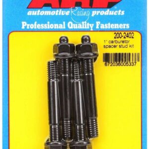 ARP Carburetor Stud, 5/16-18 and 5/16-24 in Thread, 2.700 in Long, Hex Nuts, Chromoly, Black Oxide, Set of 4