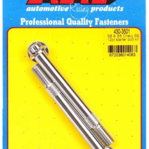 ARP Starter Bolt, 3.700 in Long, 12 Point Head, Stainless, Polished, Standard Length, GM, Pair