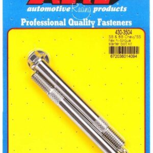 ARP Starter Bolt, 3.700 in Long, Hex Head, Stainless, Polished, High Torque Starter, GM, Pair