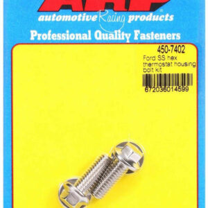 ARP Thermostat Housing Bolt Kit, 5/16 in Male Thread, 0.875 in Long, Hex Head, Stainless, Polished, Small Block Ford, Kit