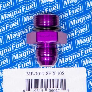 MagnaFuel Fitting, Adapter, Straight, 8 AN Male to 10 AN Male O-Ring, Aluminum, Purple Anodized