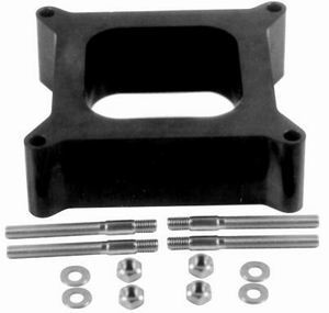 RACING POWER CO-PACKAGED Carburetor Spacer, 2 in Thick, Open, Square Bore, Gaskets / Hardware Included, Phenolic, Black