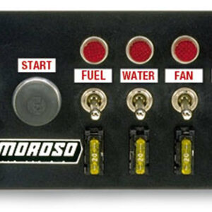 MOROSO Switch Panel, Dash Mount, 7-3/4 x 4 in, 5 Toggles / 1 Momentary Button, Indicator Lights, Black, Kit