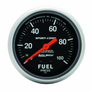Autometer Fuel Pressure Gauge, Sport-Comp, 0-100 psi, Mechanical, Analog, 2-5/8 in Diameter