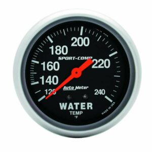 AUTOMETER Water Temperature Gauge, Sport-Comp, 120-240 Degree F, Mechanical, Analog, 2-5/8 in Diameter