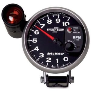 AUTOMETER Tachometer, Sport-Comp II, 10000 RPM, Electric, Analog, 5 in Diameter, Pedestal Mount, Shift Light