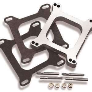 HOLLEY Carburetor Spacer, 1 in Thick, Open, Square Bore, Aluminum, Natural