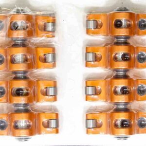 SHARP ROCKERS Rocker Arm, Original, 7/16 in Stud Mount, 1.60 Ratio, Full Roller, Aluminum, Orange Anodized, Small Block Chevy, Set of 16