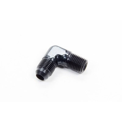 AEROQUIP Fitting, Adapter, 90 Degree, 6 AN Male to 1/4 in NPT Male, Aluminum, Black Anodized, Each