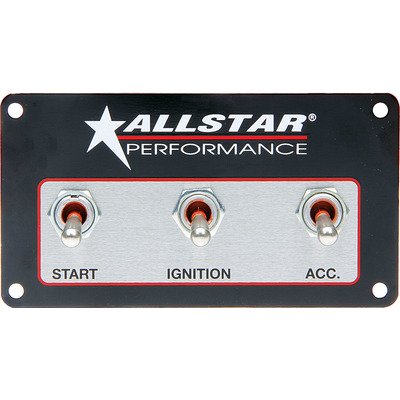 ALLSTAR PERFORMANCE Switch Panel, Dash Mount, 2-1/2 x 4-5/8 in, 1 Toggle / 1 Ignition / 1 Momentary Toggle, Kit