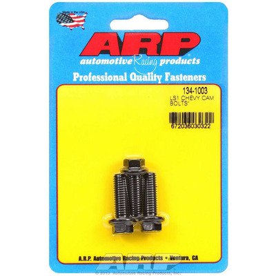 ARP Camshaft Gear Bolt Kit, High Performance Series, 8 mm x 1.25 Thread, 25 mm Long, Hex Head, Chromoly, Black Oxide, GM LS-Series, Set of 3