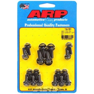 ARP Oil Pan Bolt Kit, 12 Point Head, Washers Included, Chromoly, Black Oxide, 1-Piece Rubber Gasket, Small Block Chevy, Kit