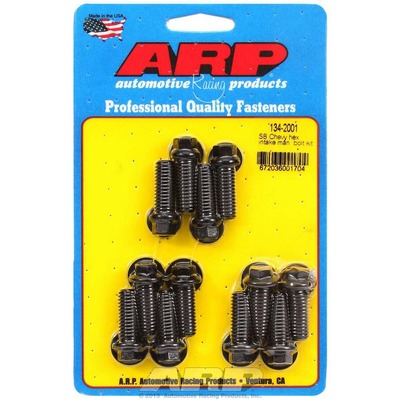 ARP Intake Manifold Bolt Kit, Hex Head, Washers Included, Chromoly, Black Oxide, OEM, Small Block Chevy, Kit