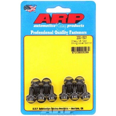 ARP Timing Cover Bolt Kit, 12 Point Head, Chromoly, Black Oxide, Small Block Chevy, Set of 10
