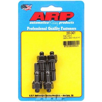 ARP Carburetor Stud, 5/16-18 and 5/16-24 in Thread, 1.7 in Long, Hex Nuts, Chromoly, Black Oxide, Set of 4