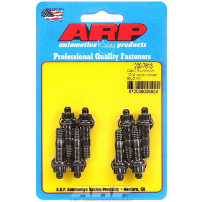 ARP Valve Cover Fastener, Stud, 1/4-20 in Thread, 1.500 in Long, 12 Point Nuts, Chromoly, Black Oxide, Set of 8