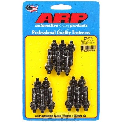 ARP Valve Cover Fastener, Stud, 1/4-20 in Thread, 1.500 in Long, 12 Point Nuts, Chromoly, Black Oxide, Set of 16