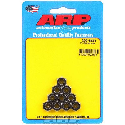 ARP Nut, 1/4-28 in Thread, 7/16 in Hex Head, Chromoly, Black Oxide, Universal, Set of 10
