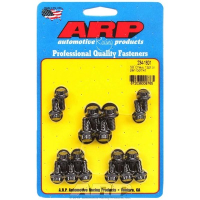 ARP Oil Pan Bolt Kit, 12 Point Head, Chromoly, Black Oxide, 2-Piece Cork Gasket, Small Block Chevy, Kit