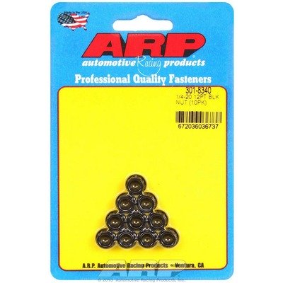 ARP Nut, 1/4-20 in Thread, 5/16 in 12 Point Head, Chromoly, Black Oxide, Universal, Set of 10