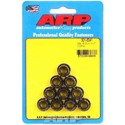 ARP Nut, 3/8-16 in Thread, 7/16 in 12 Point Head, Chromoly, Black Oxide, Universal, Set of 10