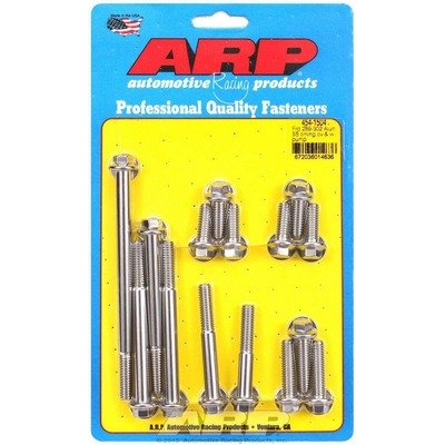 ARP Timing Cover and Water Pump Bolt Kit, Hex Head, Stainless, Polished, Small Block Ford, Kit