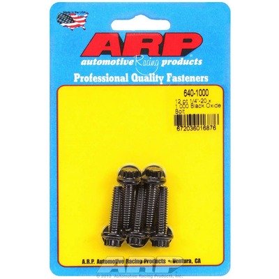 ARP Bolt, 1/4-20 in Thread, 1 in Long, 5/16 in 12 Point Head, Chromoly, Black Oxide, Universal, Set of 5
