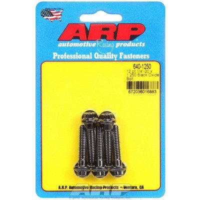 ARP Bolt, 1/4-20 in Thread, 1.25 in Long, 5/16 in 12 Point Head, Chromoly, Black Oxide, Universal, Set of 5