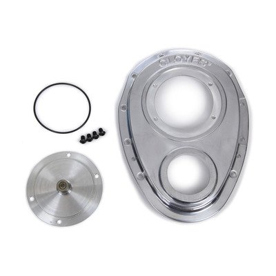 CLOYES Timing Cover, Quick Button, 2-Piece, Aluminum, Polished, Big Block Snout, Small Block Chevy, Kit