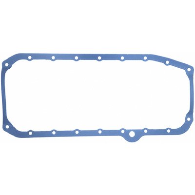 FEL-PRO Oil Pan Gasket, 0.141 in Thick, Trimmed, 1-Piece, Steel Core Silicone Rubber, Passenger Side Dipstick, Small Block Chevy, Each
