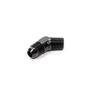 FRAGOLA Fitting, Adapter, 45 Degree, 6 AN Male to 1/4 in NPT Male, Aluminum, Black Anodized, Each