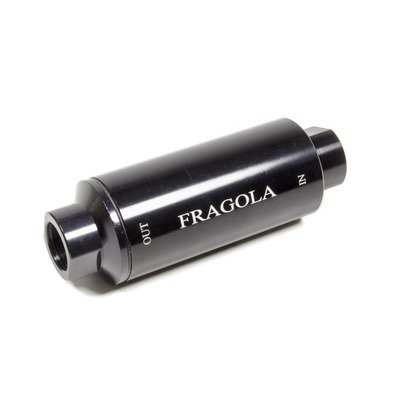 FRAGOLA Fuel Filter, In-Line, 10 Micron, Paper Element, 10 AN Female Inlet, 10 AN Female Outlet, Aluminum, Black Anodized, Each