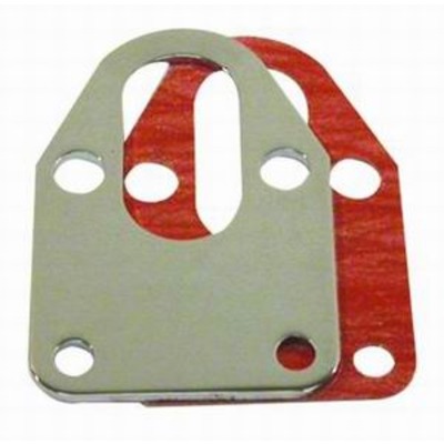 RACING POWER CO-PACKAGED Fuel Pump Mounting Plate, Gasket Included, Steel, Chrome, Small Block Chevy, Each