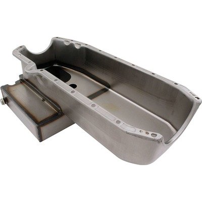 ALLSTAR PERFORMANCE Engine Oil Pan, Claimer Pan, Rear Sump, 6 qt, 7 in Deep, Kick Out, Steel, Natural, Small Block Chevy, Each