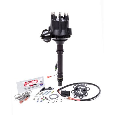 MSD IGNITION Distributor, Pro-Billet, Ready-To-Run, Magnetic Pickup, Vacuum Advance, HEI Style Terminal, Black, Chevy V8, Each