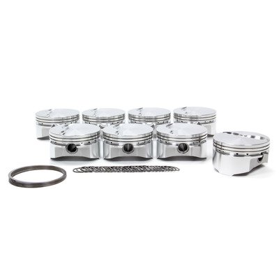SPORTSMAN RACING PRODUCTS Piston, Windsor Flat Top, Forged, 4.030 in Bore, 1/16 x 1/16 x 3/16 in Ring Grooves, Minus 5.00 cc, Small Block Ford, Set of 8