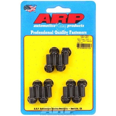 ARP Header Bolt, 3/8-16 in Thread, 0.75 in Long, 12 Point Head, Chromoly, Black Oxide, Small Block Chevy, Set of 12