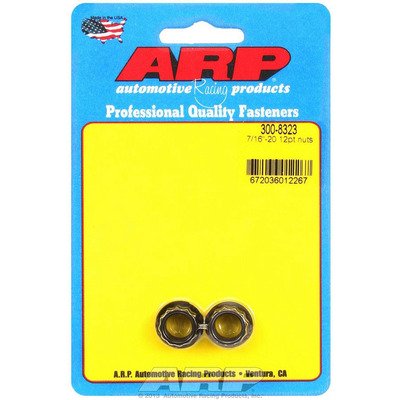 ARP Nut, 7/16-20 in Thread, 1/2 in 12 Point Head, Chromoly, Black Oxide, Universal, Pair