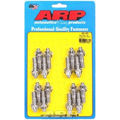 ARP Header Stud, 3/8 in Diameter, 1.67 in Long, 12 Point Nuts, Stainless, Polished, Big Block Chevy, Set of 16
