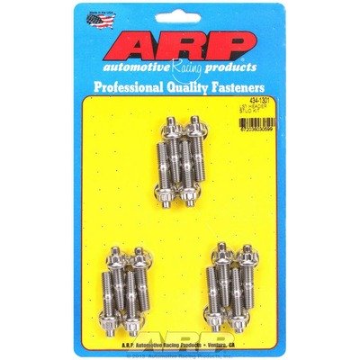 ARP Header Stud, 8 mm x 1.25 Thread, 1.75 in Long, 12 Point Nuts, Stainless, Polished, GM LS-Series, Set of 12