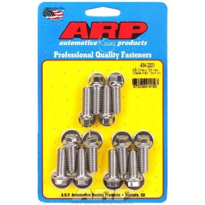 ARP Intake Manifold Bolt Kit, Hex Head, Stainless, Polished, OEM, Small Block Chevy, Kit