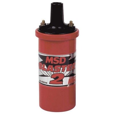 MSD IGNITION Ignition Coil, Blaster 2, Canister, Oil Filled, 0.700 ohm, Female Socket, 45000V, Red, Each